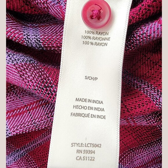 BEACH LUNCH LOUNGE Plaid Button Down Shirt in Purple and Pink | Long Sleeve Top - Picture 7 of 7